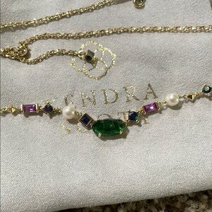 Kendra Scott Gold and Green, purple necklace